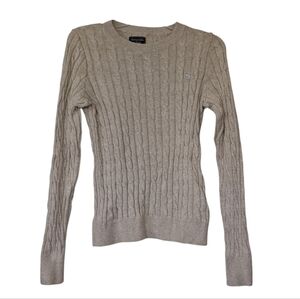 Abercrombie And Fitch Women's Cable Knit Sweater Crew Neck Tan Beige Size Small